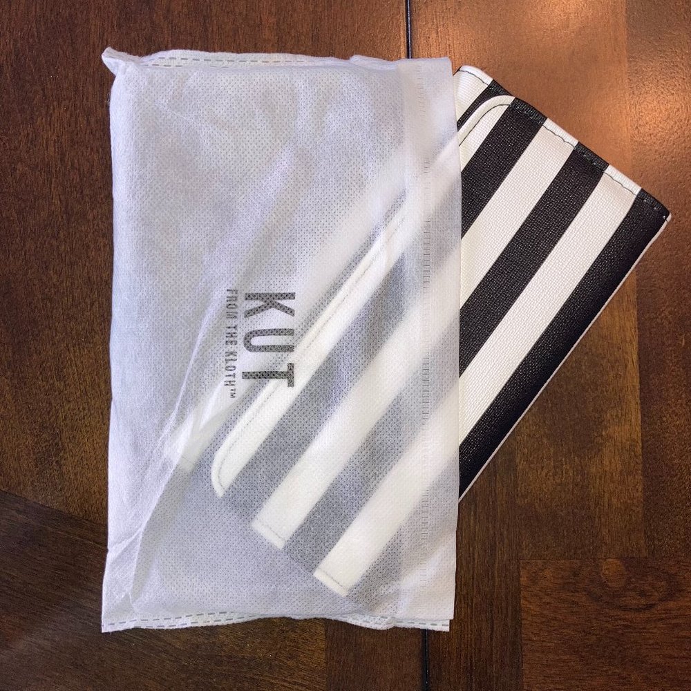 Black and White Striped Clutch Wallet - Brand New